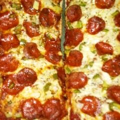 Ciabatta pepperoni pizza A picture of Ciabatta pepperoni pizza.