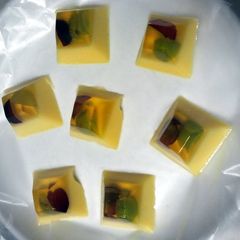 A picture of lemon grape jello shots.