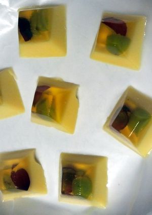 A picture of lemon grape jello shots.