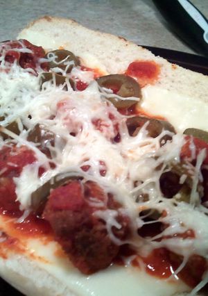 A picture of Meatza pizza meatball subs.