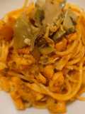 Spaghetti calamari e crema di carciofi