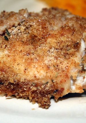 A picture of super easy, super yummy Parmesan chicken.