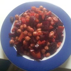 A picture of Healthy red beet and chickpea salad.