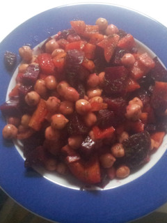 A picture of Healthy red beet and chickpea salad.