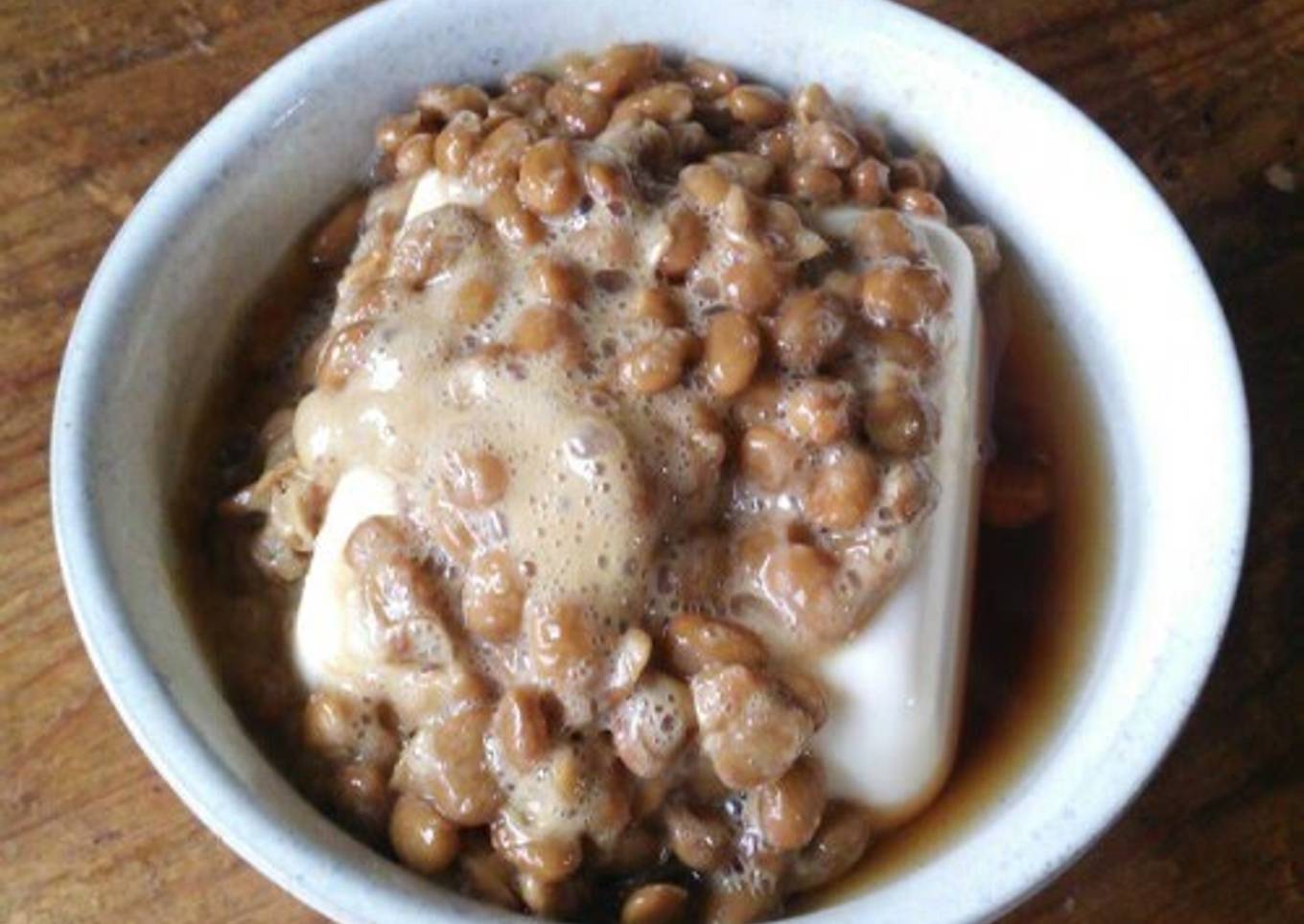Great for Dieters! Tofu Topped With Natto