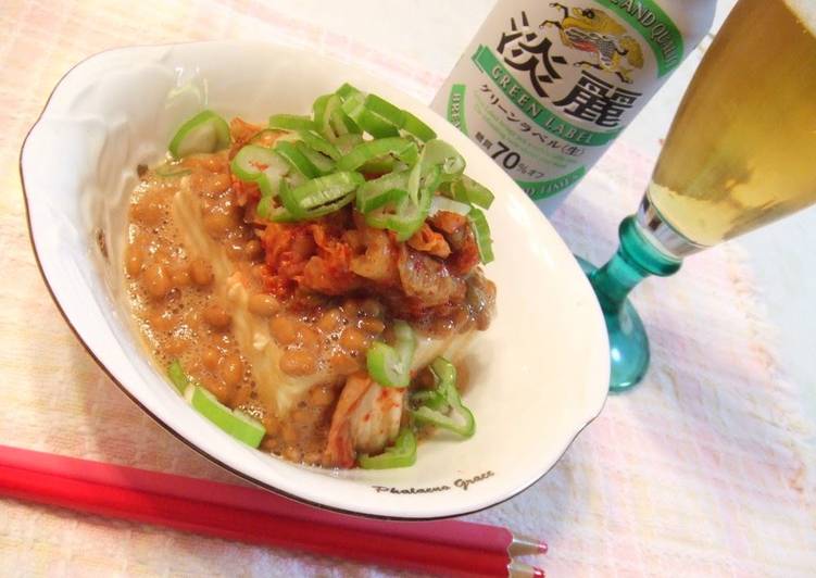 Recipe of Super Quick Homemade Kimchi Natto Tofu for Dieters