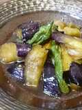 Eggplant and Shishito Peppers Deep-fried and Simmered