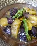 Eggplant and Shishito Peppers Deep-fried and Simmered