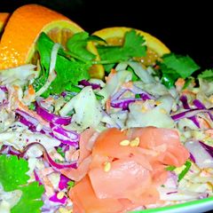 A picture of Mike's Asian Orange Ginger Slaw.