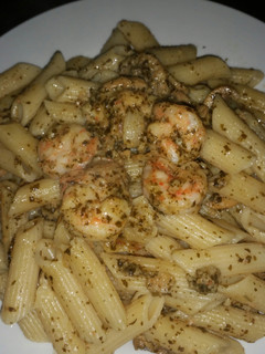 A picture of Penne with Shrimp in Pesto Sauce..
