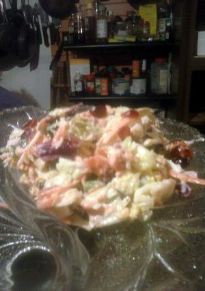 A picture of Brad's almond cranberry zesty slaw.