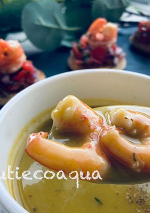 鮮蝦南瓜濃湯 的食譜成品照片