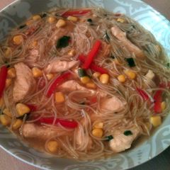 A picture of Vickys Flu-Busting Chicken Noodle Soup, GF DF EF SF NF.