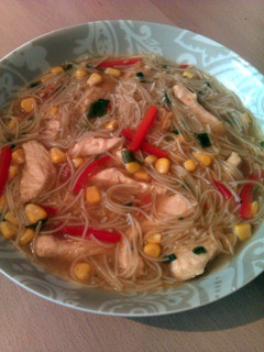 A picture of Vickys Flu-Busting Chicken Noodle Soup, GF DF EF SF NF.