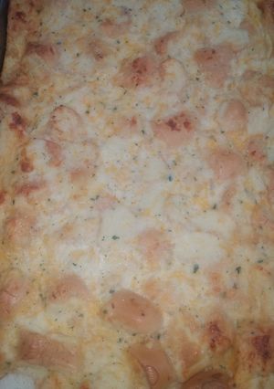 A picture of Savory Cheese garlic bread pudding.