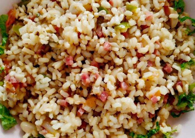 Arroz con verduras y jamón al microondas - Receta Petitchef