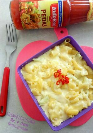 Foto resep Steamed cauliflower Mac and cheese