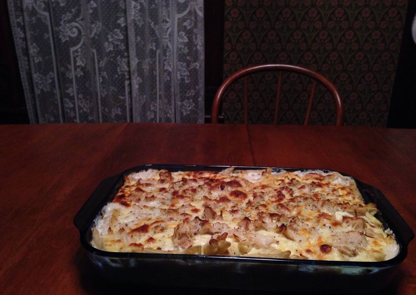 Easy Creamy Chicken Ziti Bake