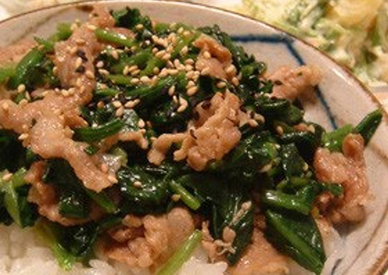 Spinach and Pork Rice Bowl (Bibimbap-style)