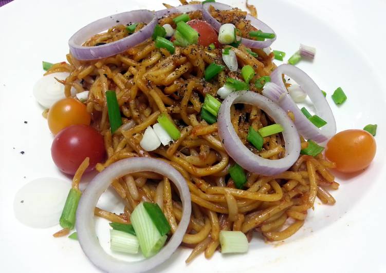 Steps to Prepare Speedy Spicy Vegetarian Noodle