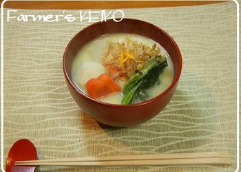 Easiest Way to Recipe Tasty Farmhouse Recipe Ozni Mochi Soup with KyotoStyle White Miso