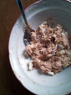 A picture of Tuna and egg salad sandwich.