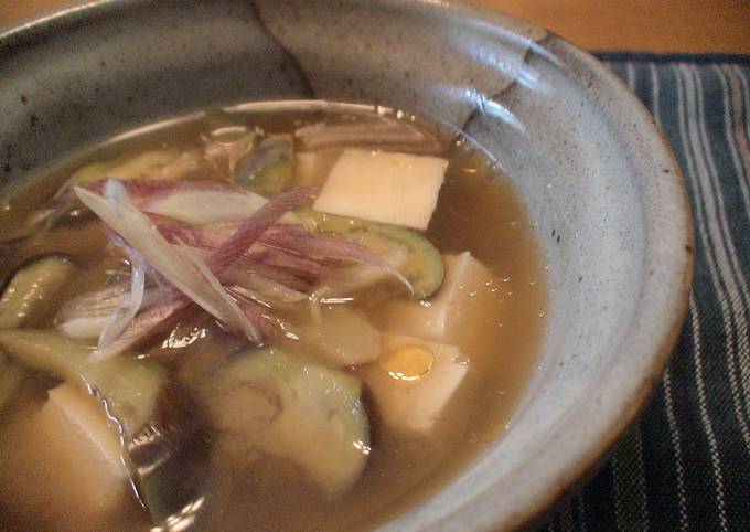 Miso Soup with Myoga Ginger and Eggplant Recipe