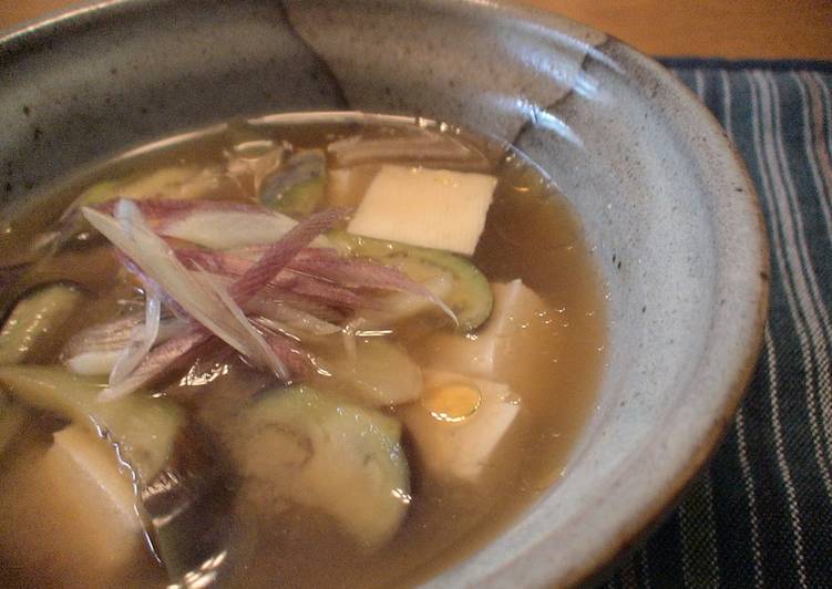 Recipe of Any-night-of-the-week Miso Soup with Myoga Ginger and Eggplant