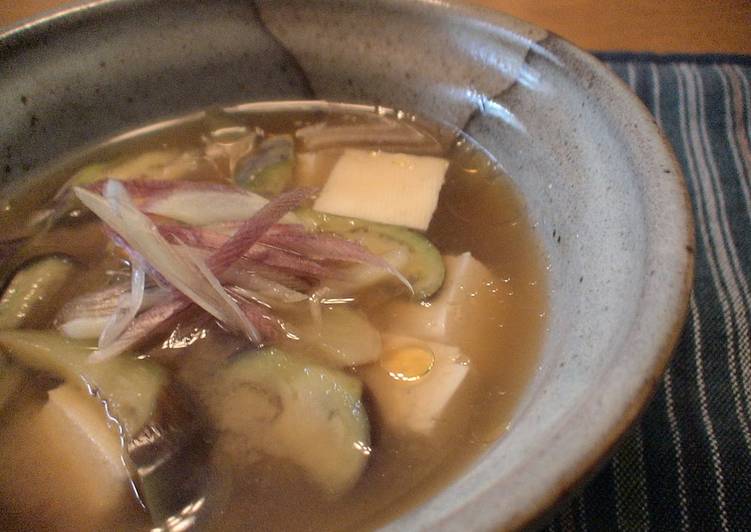 Wednesday Fresh Miso Soup with Myoga Ginger and Eggplant