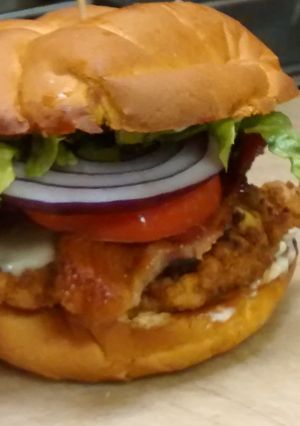 A picture of Chicken and bacon club.