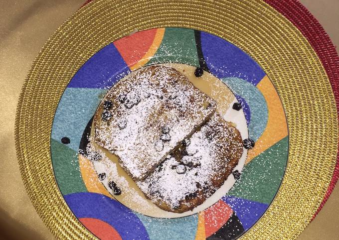 Whole Grain French Toast With Toasted Sweet Coconut And Dried Blueberries
