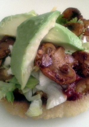 A picture of Vegetarian tostadas.