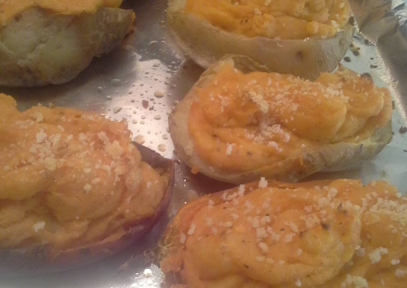 After boiled sweet and white potatoes