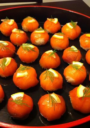 A picture of Smoked Salmon Sushi Balls.