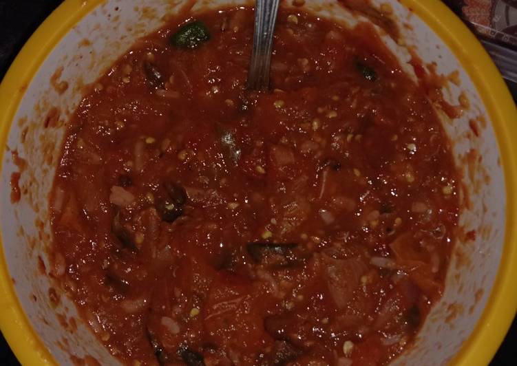 Sambal Tomat Pedas Ala santriawati ponpes nurul amal pusat menes