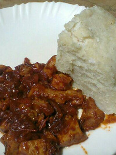 A picture of Pork With Ugali.
