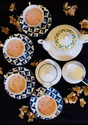 A picture of Kashmiri Chai (pink Tea).