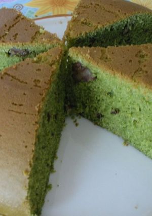 A picture of Easy With A Rice Cooker! Matcha Tea Cake With Walnuts.