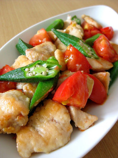 A picture of Chicken Breast, Tomato and Okra Stir Fry With Fish Sauce.