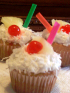 A picture of Pina colada cupcakes.