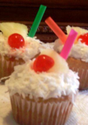 A picture of Pina colada cupcakes.