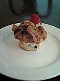 Chocolate Chip Angel.Food Cupcakes with Chocolate Whipped Cream Frosting