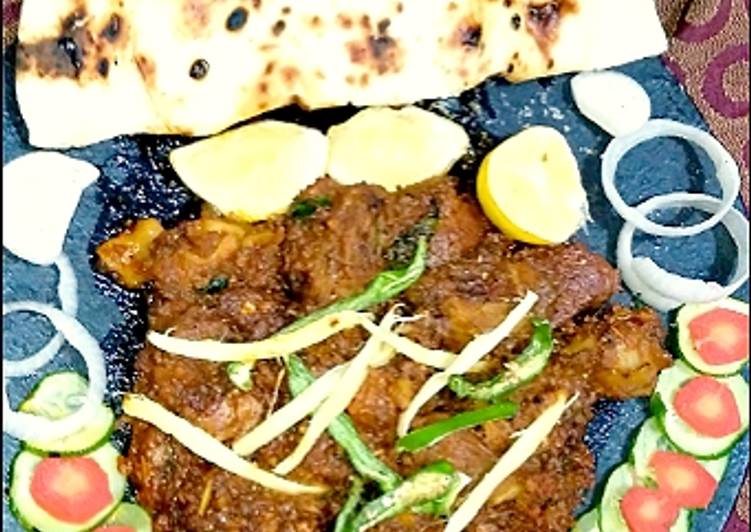 Recipe of Homemade Mutton Tawa karahi With homemade Tawa Tandori roti 😋😋😋😋😋😋