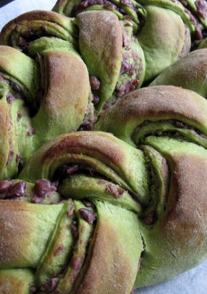 A picture of Matcha Azuki Sweet Bread.