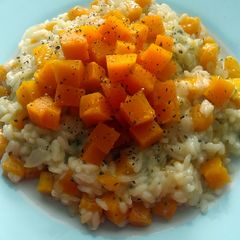 A picture of Vickys Roasted Squash Risotto, GF DF EF SF NF.