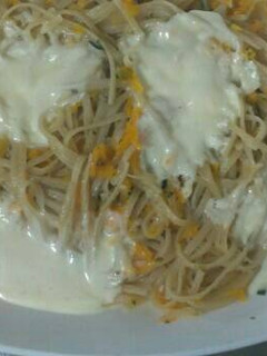 Una foto de Fideos con zapallo y queso