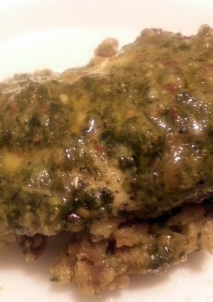 A picture of Sausage Stuffed Chimichurri Chicken Breast.
