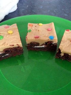 A picture of Oreo Brownies with Cookie Dough Frosting.