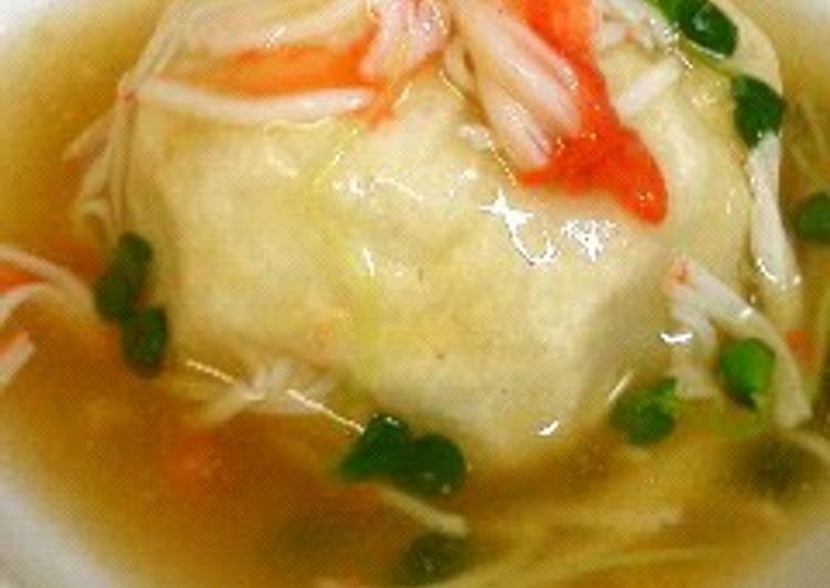 Recipe of Homemade Taro Root Dumpling with Imitation Crab Meat Sauce