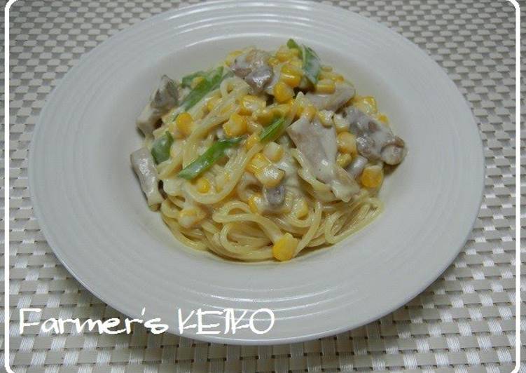Simple Way to Make Any-night-of-the-week Chicken and Corn Cream Spaghetti